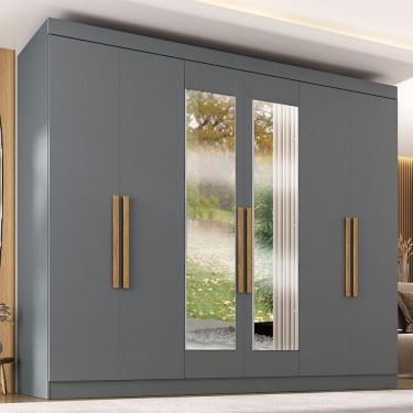 Imagem de Guarda-Roupa Casal German 6 Portas 2 Gavetas com Espelho Onix - Maxel