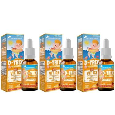Imagem de Kit 3x D-TRIX (Vitamina D 400 UI/Gota) KIDS 30ml Sabor Morango Flora Nativa-Unissex