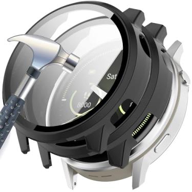 Imagem de Acddeny [Pacote com 2 capas com protetor de tela de vidro temperado compatível com Garmin Venu 4 45m, dureza 9H 360° capa protetora ultrafina para PC 2 preta