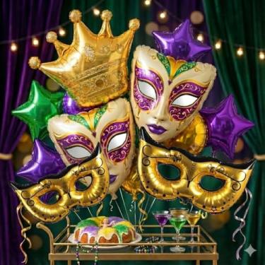 Imagem de Kit de arco de guirlanda de balão de carnaval e grande máscara de carnaval estrela balões de alumínio para festas temáticas de terça-feira de aniversário de 2026