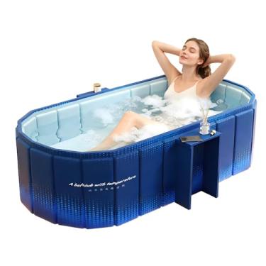 Imagem de Jessie Banheira portátil de 150 cm, banheira de gelo dobrável para adultos, banheira de imersão de spa quente de imersão a frio, banheira independente para uso interno e externo (azul)