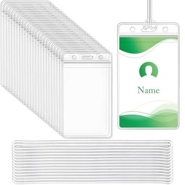 Imagem de Zonon Pacote com 24 etiquetas de bagagem transparentes, porta-crachás para malas, à prova d'água, zíper e identificação, com alças transparentes, material de viagem de negócios e escritório (10 mil)