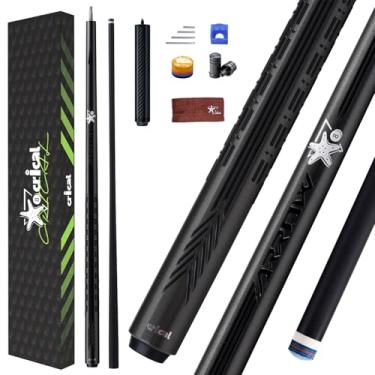 Imagem de CRICAL Taco de sinuca de fibra de carbono - Taça de sinuca profissional de baixa deflexão de 147 cm com eixo cônico profissional, aderência 3D sem envoltório, ponta de 12,5 mm e bastão de bilhar de