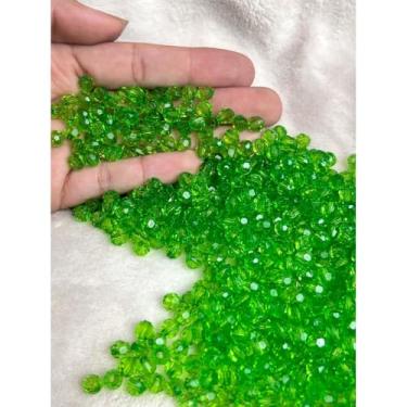 Imagem de Miçanga Acrílica Cristal 6mm Sextavada Colorida para Bijuterias e Artesanato – 200 Unidades (VERDE FOLHA - 225)
