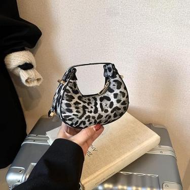 Imagem de Bolsa de ombro crescente, bolsa pequena estilo retrô com alça superior, bolsa transversal exclusiva em forma de lua, Preto, Medium, Mochila casual