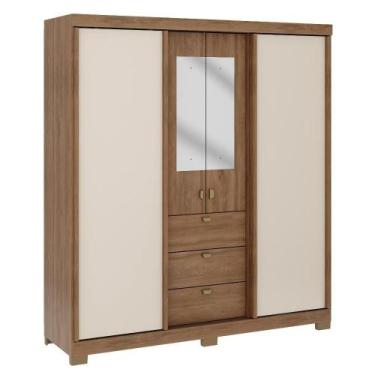 Imagem de Guarda Roupa Casal 4 Ptas C/ Espelho Fit Carraro Freijó/offw - MÓVEIS 