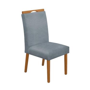 Imagem de Cadeira Mesa De Jantar Madeira Maciça Linho Premium Heloísa Cerejeira Cinza Linho