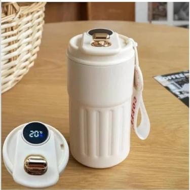 Imagem de Caneca de Café a Vácuo Copo Térmico Inteligente 460ml/650ml de Aço Inoxidável com Display caneca termica copo termico(copo cafe,branco 460ml)