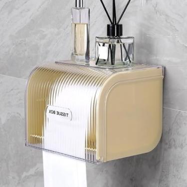 Imagem de Suporte de papel higiênico com capa à prova d'água dispensador de papel higiênico à prova de gatos com prateleira, suporte de rolo de lenços autoadesivo, suporte de parede para trailer, banheiro