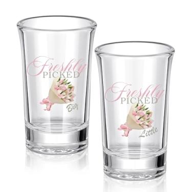 Imagem de Roshtia 2 peças de copos pequenos de sororidade com base grossa, presentes de fraternidade, 59 g, copos de dose de tequila mini copos de vidro transparente para beber lembrancinhas de festa (estilo