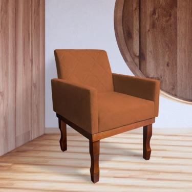 Imagem de Poltrona Medusa Retrô Pés de Madeira Maciça Suede Terracota - CASA TRE