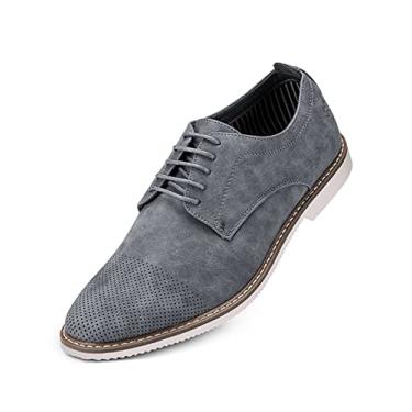 Imagem de Sapato social masculino casual Oxford Marino – Sapato de couro premium confortável e respirável com sola de borracha, Cinza-dosado, 7