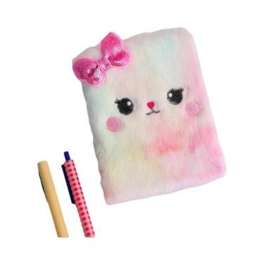 Imagem de Caderno De Pelúcia De Gato Cartoon Fofo Para Meninas, Pequeno Diário, 