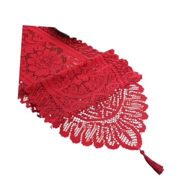 Imagem de Baoblaze Caminho de mesa de crochê em renda, toalha de mesa retangular para festas de fim de ano, celebrações e chá de panela.