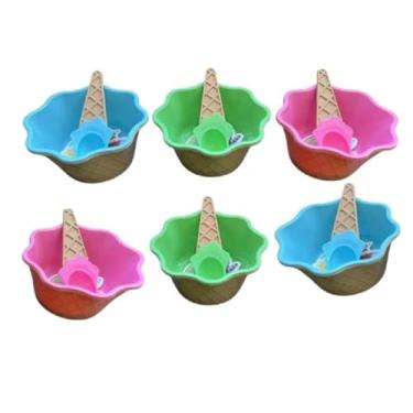 Imagem de 6 Potes De Sobremesa Casquinha De Sorvete C/Colher 250ml