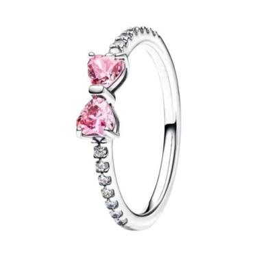 Imagem de Colar Com Anel Em Forma De Coração Com Laço Em Prata 925 Para Mulheres