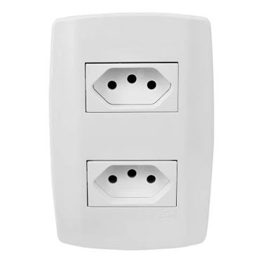 Imagem de Tomada Dupla 10A 250V Monobloco Com Espelho Linha Slim Ilumi