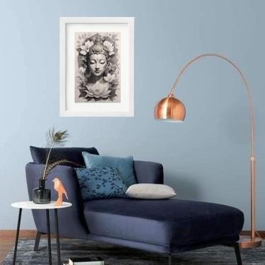 Imagem de Quadro Buda Cinza E Branco - 60X48Cm