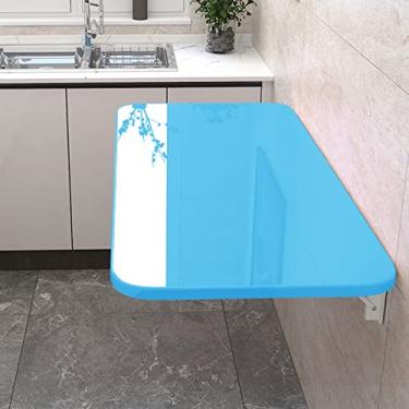 Imagem de Mesa de parede com folhas suspensas, mesa dobrável de parede, mesa dobrável para lavanderia, mesa de trabalho de parede flutuante, para lavanderia, mesa de parede pequena dobrável