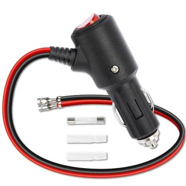 Imagem de Plugue de isqueiro de 12 V com interruptor liga/desliga, adaptador de plugue macho para isqueiro automotivo de 16AWG 6 AWG com cabos e luz LED, plugue de 12 V para caminhões, carros, motocicletas