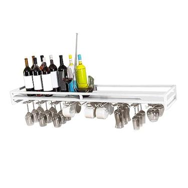 Imagem de Suporte de parede para copos de vinho, suporte de copo de vinho, durável, suporte de copo de vinho montado na parede para bar de cozinha, com parafusos, organizador de vinho flutuante de ferro