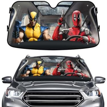 Imagem de GENANY Para-brisa de filme de super-herói para carro SUV caminhão (139 x 76 cm), para-brisa de carro, persianas de carro para janelas dianteiras, para-sol para carro, blocos de proteção UV