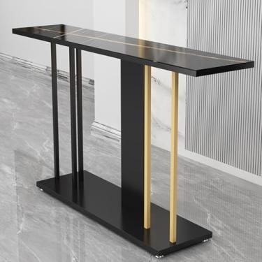 Imagem de Mesa de entrada, mesa de console, mesa de foyer industrial, mesa de destaque longa, para decoração e organização, para sala de estar, corredor, hall de entrada (preto, 140 cm)