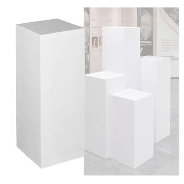 Imagem de Suporte de pedestal quadrado para exibição, base de manequim com capacidade de 200 libras, plataforma de pilar de rodapé para colecionáveis, bolsas e sapatos - branco, 30 x 50 cm
