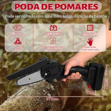 Imagem de Mini Serra 450W, 37.5 * 11.5CM, 3000 Rotações/Minuto, Motoserra à com Autonomia, Mini Serra Eletrica Sem Portatil, Motosserra Elétrica Portátil, Serra Motosserra Elétrica Portátil Recarregável