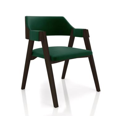 Imagem de Cadeira Sala de Jantar e Jogos Carteados Madeira Maciça Poker Veludo Verde/Capuccino G42 - Gran Belo