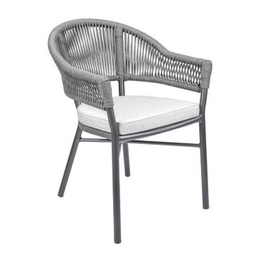 Imagem de Cadeira Área Externa de Alumínio Bear com Corda Naútica Grafite G56 - Gran Belo