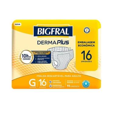 Imagem de Fralda Descartável Adulto Bigfral Derma Plus G 16 Unidades