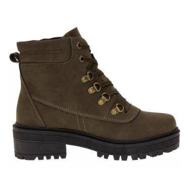 Imagem de Bota Feminina Mooncity 72329 Cano Baixo com Fivelas e Zíper, Verde, 37