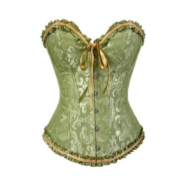 Imagem de Corset Feminino Vitoriano Gótico Com Renda Floral Jacquard, Estilo Bus