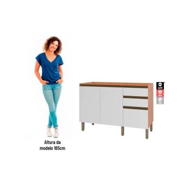 Imagem de Balcão De Cozinha Gabinete Macadâmia P/ Pia C/ 2 Portas 120cm Freijo/branco - Telasul