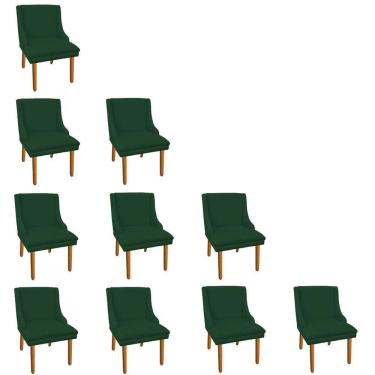 Imagem de Kit 10 Cadeiras de Jantar Suede Verde Pés Palito