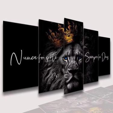 Imagem de Conjunto Quadro Decorativo Mosaico Leão de Juda Decoração para Sala de