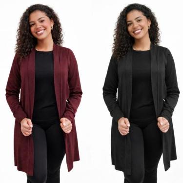 Imagem de Kit com 2 (Dois) Cardigans (Kimono) de suede Winter com abertura later