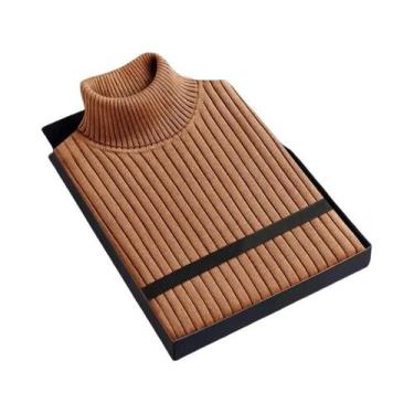 Imagem de Suéter Masculino De Lã Gola Alta Manga Longa Slim Fit Pesado Casual Co