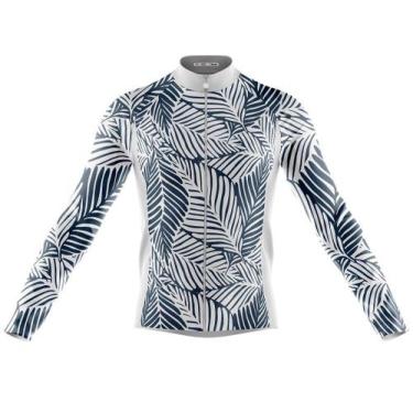 Imagem de Camisa Ciclismo Folhas Abstratas Manga Longa Dry Fit Bike Mtb Primaver