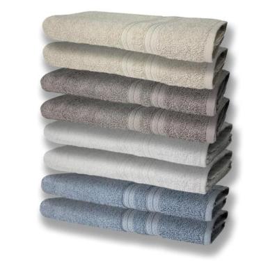 Imagem de 8 Toalhas Grande E Grossa 2 Azul 2 Branco 2 Cinza 2 Bege - TOALHAS SHO