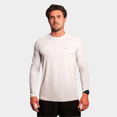 Imagem de Camisa Masculina Raglan Manga Longa Branca TR4 Proteção Uv Respirável Academia Fitness Básica Treino-Masculino
