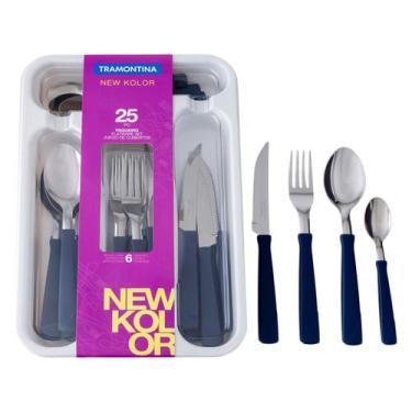 Imagem de Faqueiro Tramontina New Kolor Inox Azul 25 Peças, Azul, 24