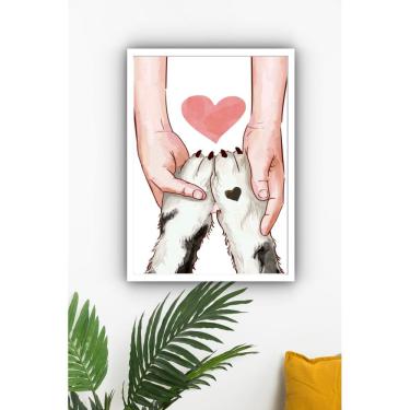 Imagem de Quadro Decorativo Veterinária Patas Mãos Coração  - 70x50cm
