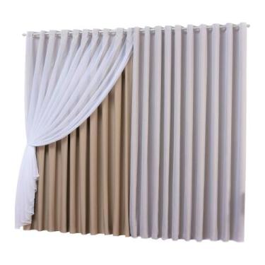 Imagem de Cortina Blackout Com Voal 3,00 x 2,80 Corta Ilhós Cromado - Genérico, 