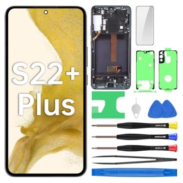 Imagem de BESJMYT Substituição de tela AMOLED para Samsung Galaxy S22+ Plus com moldura preta Phantom OLED Display Touch Digitalizador, montagem completa, vidro fixo com kit de ferramentas de reparo SM-S906U
