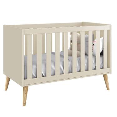 Imagem de Berço Americano Theo Areia com Pés Madeira Natural - Reller