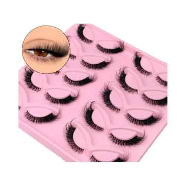 Imagem de Cílios Postiços 8D Cat Eye Faux Mink Lasvirey, Volume Fluffy, Cílios F