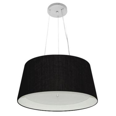 Imagem de Lustre Pendente Cone Md-4144 Cúpula em Tecido Fio Ajustável 185CM Preto - Branco Vivare...