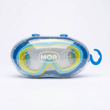Imagem de Óculos de Natação Infantil Master Proteção UV Antiembaçante Azul e Amarelo Mor